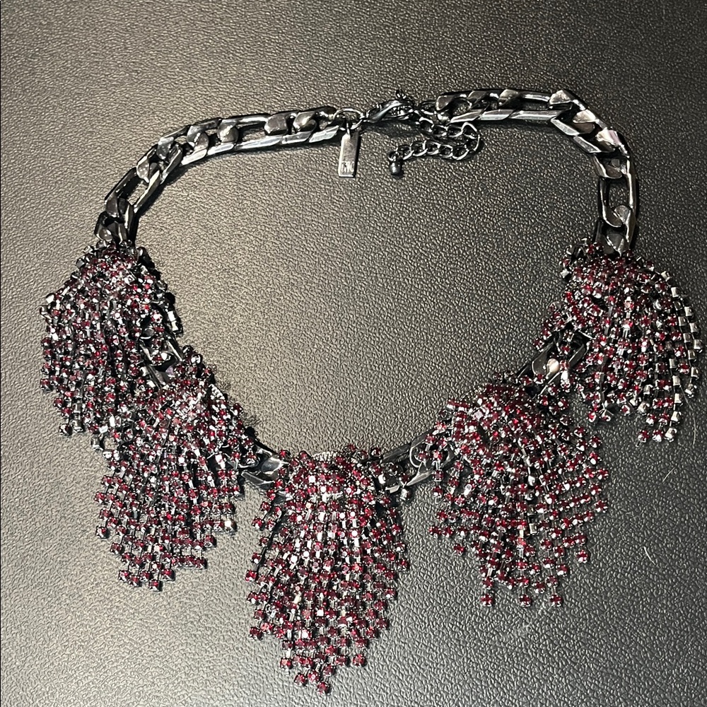 1477 INC International Concepts Red and Silver Cluster Fringe Necklace - Picture 3 of 6